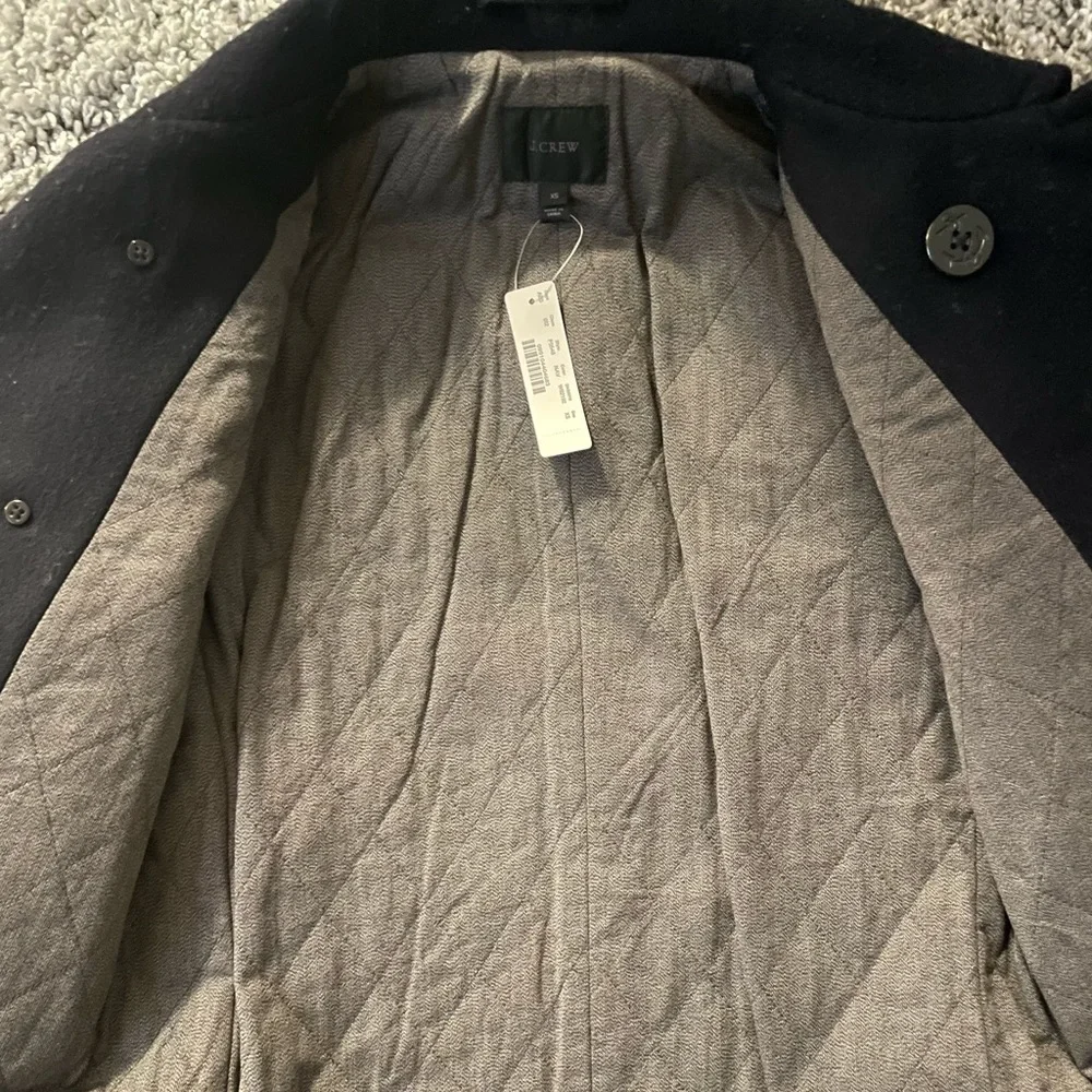 NWT J CREW DOCK PEACOAT MENS XS NAVY BLUE - Picture 4 of 5